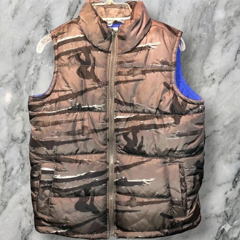 Old Navy Boys Snowboard Graphic Zip Up Puffer Vest Youth Medium